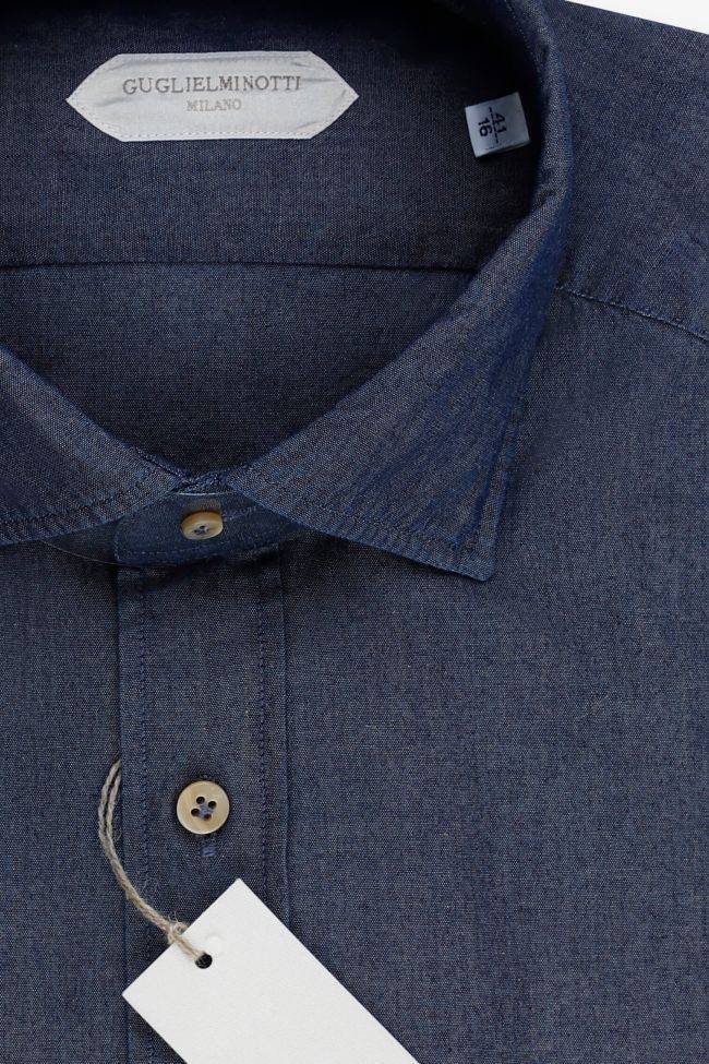 guglielminotti Hemd Herren Guglielminotti Slim Einfarbig 100% Baumwolle kragen Italienisch Lange Ärmel Wochenangebot