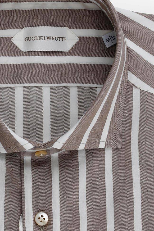 guglielminotti Hemd Herren Guglielminotti Regular Streifen 100% Baumwolle kragen Französisch Lange Ärmel zollfrei