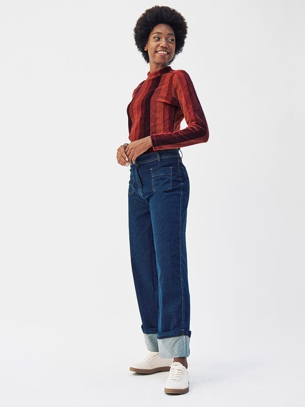 Mademoiselle YéYé Jeans Hose mit breitem Saumaufschlag aus Bio-Baumwolle Online Shopping
