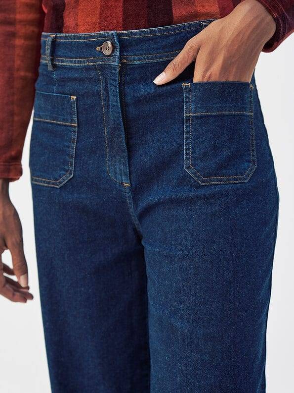 Mademoiselle YéYé Jeans Hose mit breitem Saumaufschlag aus Bio-Baumwolle Online Shopping