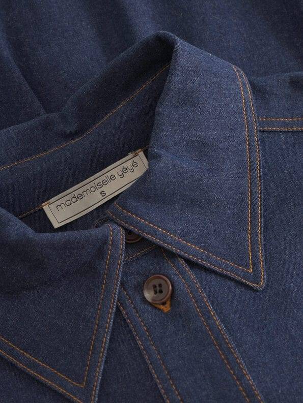 Mademoiselle YéYé Jeans Bluse mit Ballonärmeln aus Bio-Baumwolle Exklusivangebot