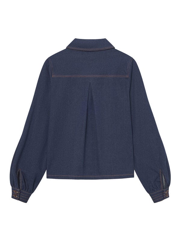 Mademoiselle YéYé Jeans Bluse mit Ballonärmeln aus Bio-Baumwolle Exklusivangebot