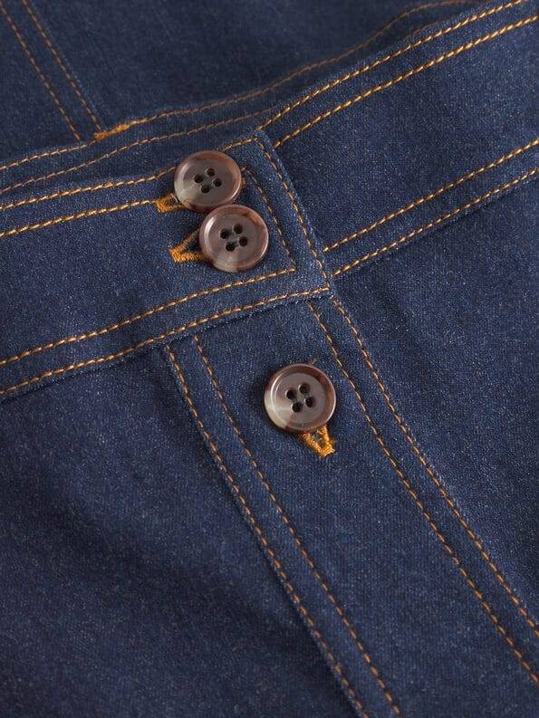 Mademoiselle YéYé Jeans Midi-Rock mit Knopfleiste aus Bio-Baumwolle Osterangebot