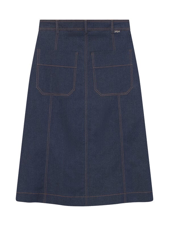 Mademoiselle YéYé Jeans Midi-Rock mit Knopfleiste aus Bio-Baumwolle Osterangebot
