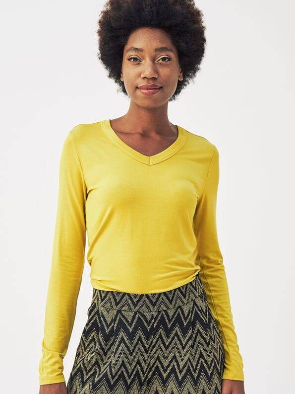 Mademoiselle YéYé Longsleeve mit V-Ausschnitt aus Ecovero by Lenzing Zeitlich begrenztes Angebot