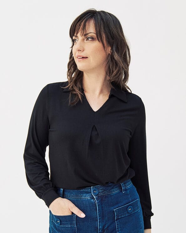 Mademoiselle YéYé Jersey Bluse mit Kellerfalte aus Ecovero by Lenzing Bestseller