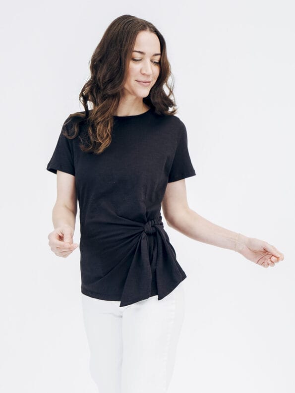 Mademoiselle YéYé Shirt mit Knotendetail aus Bio-Baumwolle Sonderangebot der Fabrik