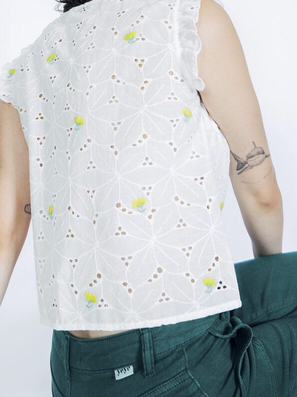 Mademoiselle YéYé Broderie Anglaise Top mit Stickerei aus Baumwolle Nur noch ein Tag übrig
