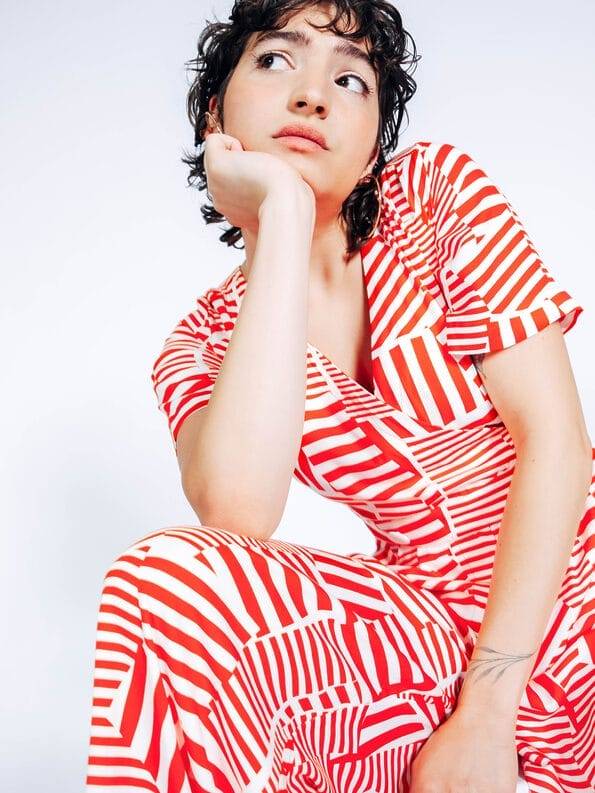 Mademoiselle YéYé Jumpsuit mit langem Bein aus EcoVero by Lenzing Speichern exportieren