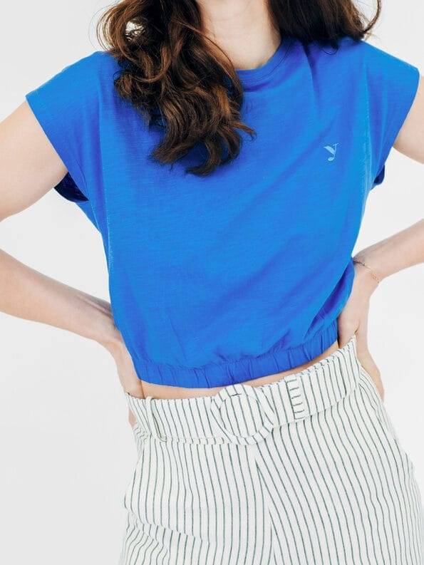 Mademoiselle YéYé Crop Top mit Stick aus Bio-Baumwolle Im Verkauf