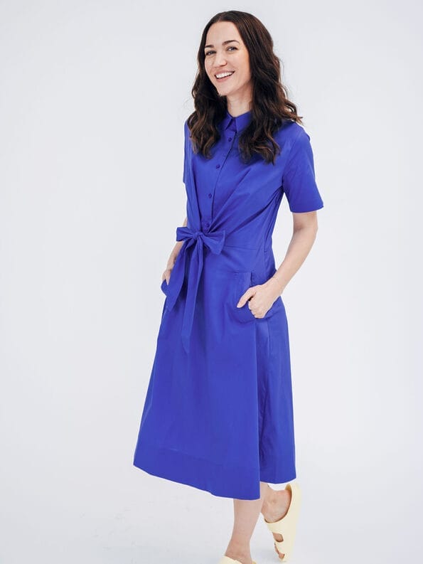 Mademoiselle YéYé Hemdblusenkleid mit Knotendetail aus Bio-Baumwolle Schlussverkauf