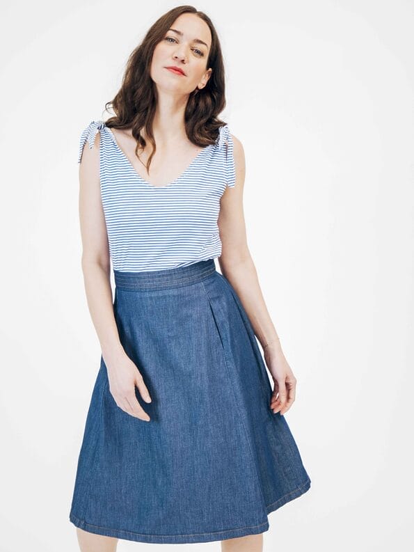 Mademoiselle YéYé Schwingender Jeansrock aus Bio-Baumwolle Begrenztes Angebot