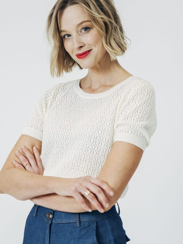 Mademoiselle YéYé Ajour Stricktop aus Bio-Baumwolle Preisnachlass