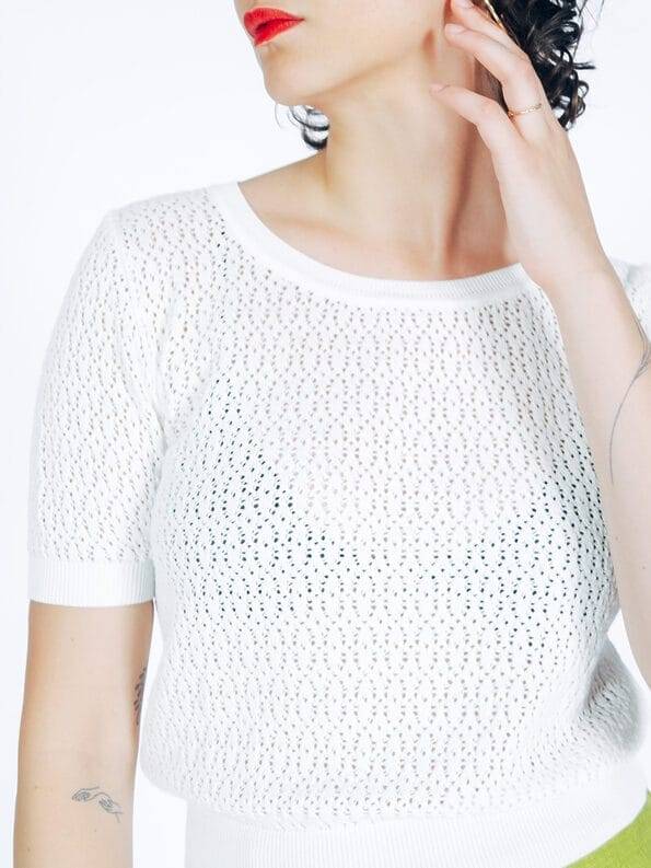 Mademoiselle YéYé Ajour Stricktop aus Bio-Baumwolle Preisnachlass