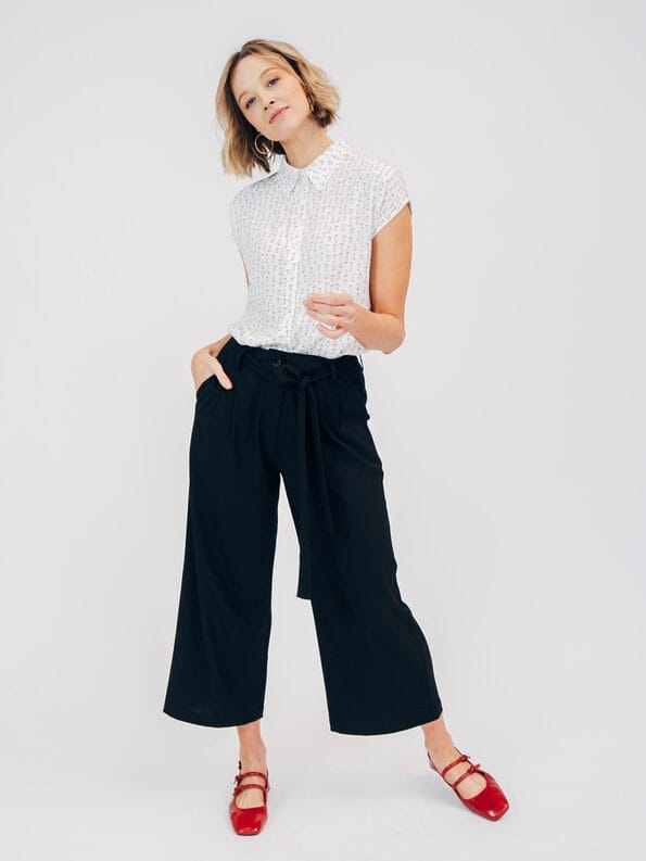Mademoiselle YéYé Hemdbluse mit kurzen Ärmeln aus EcoVero by Lenzing Osterangebot