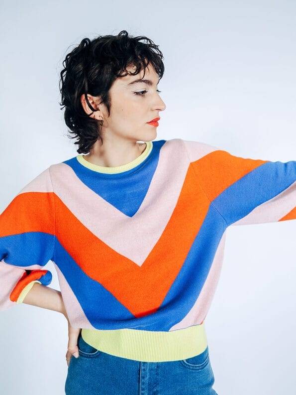 Mademoiselle YéYé Strickpullover mit Ballonärmeln aus Bio-Baumwolle Neueste Mode