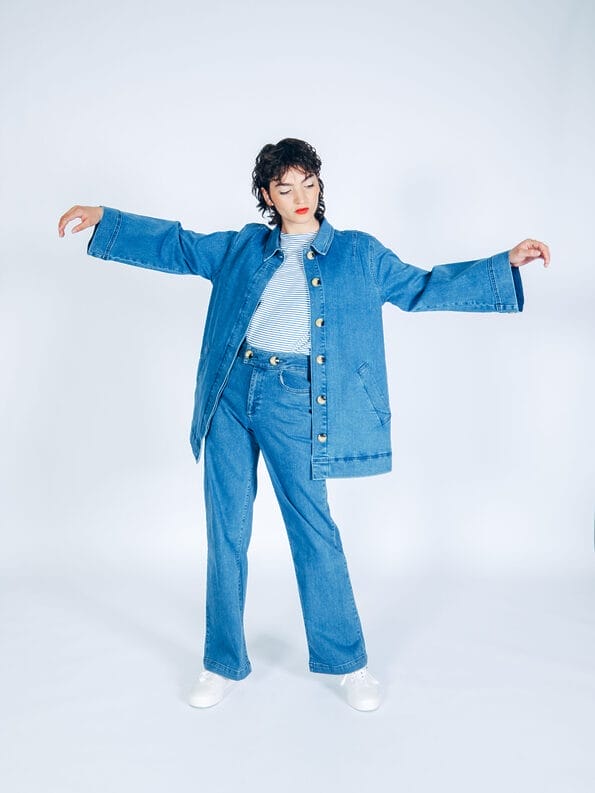 Mademoiselle YéYé Jeans Kurzmantel im Trenchstil mit weiten Ärmeln aus Bio-Baumwolle Online Outlet