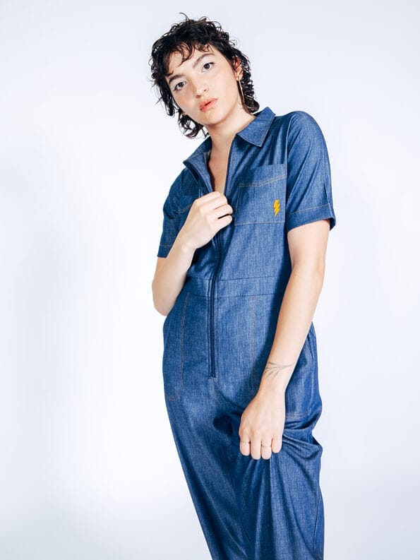 Mademoiselle YéYé Jeans Jumpsuit mit Reißverschluß aus Bio-Baumwolle Blitzangebot