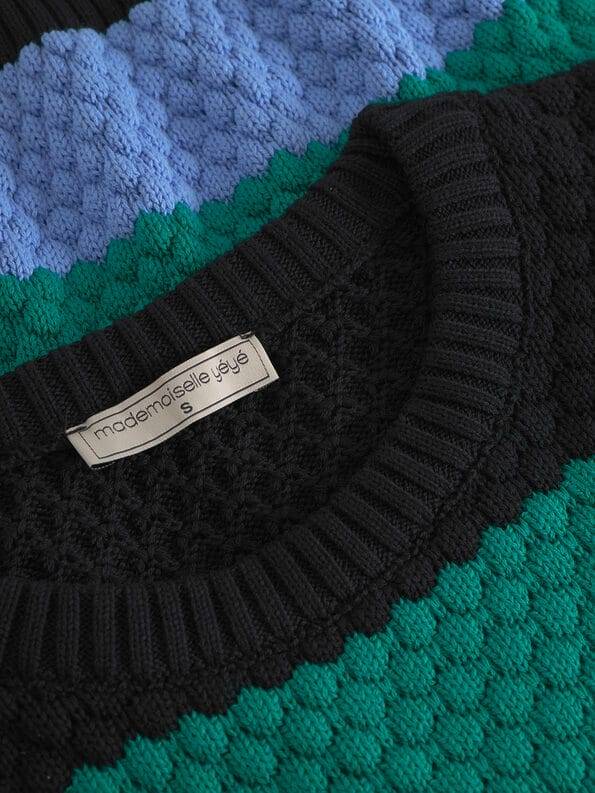 Mademoiselle YéYé Strick Pullover mit Bubble-Muster aus Bio-Baumwolle Nur noch ein Tag übrig