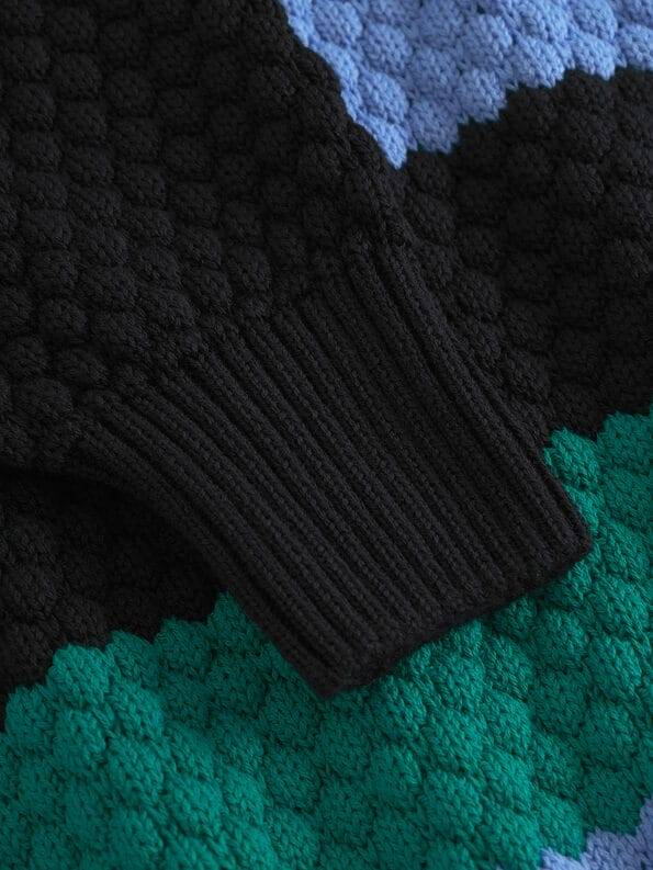 Mademoiselle YéYé Strick Pullover mit Bubble-Muster aus Bio-Baumwolle Nur noch ein Tag übrig