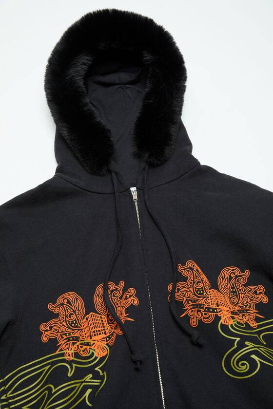 Acne Studios Bedruckter Kapuzenpullover mit Reißverschluss Großer Ausverkauf