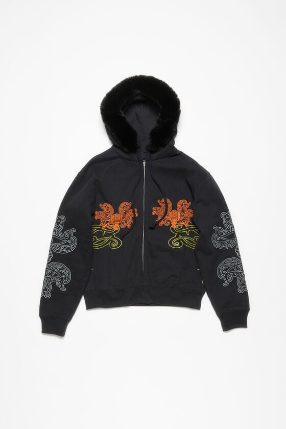 Acne Studios Bedruckter Kapuzenpullover mit Reißverschluss Großer Ausverkauf