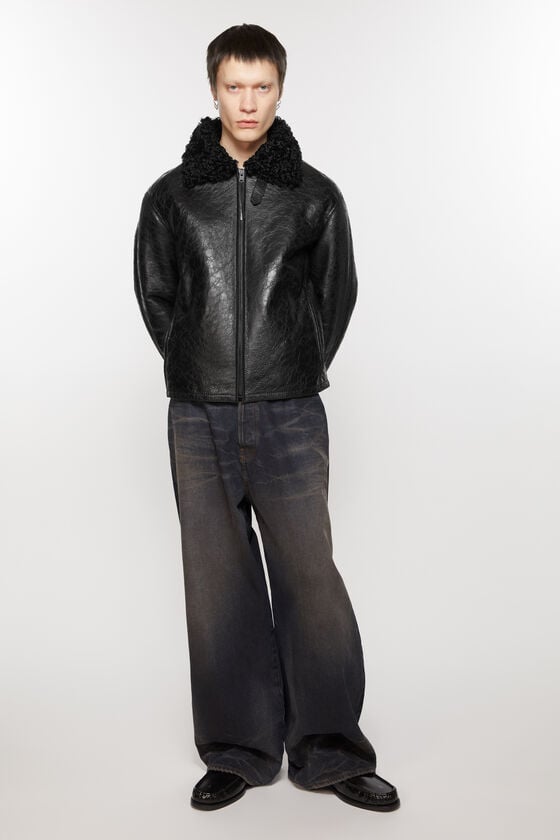 Acne Studios Lederjacke mit Shearling Sonderangebot