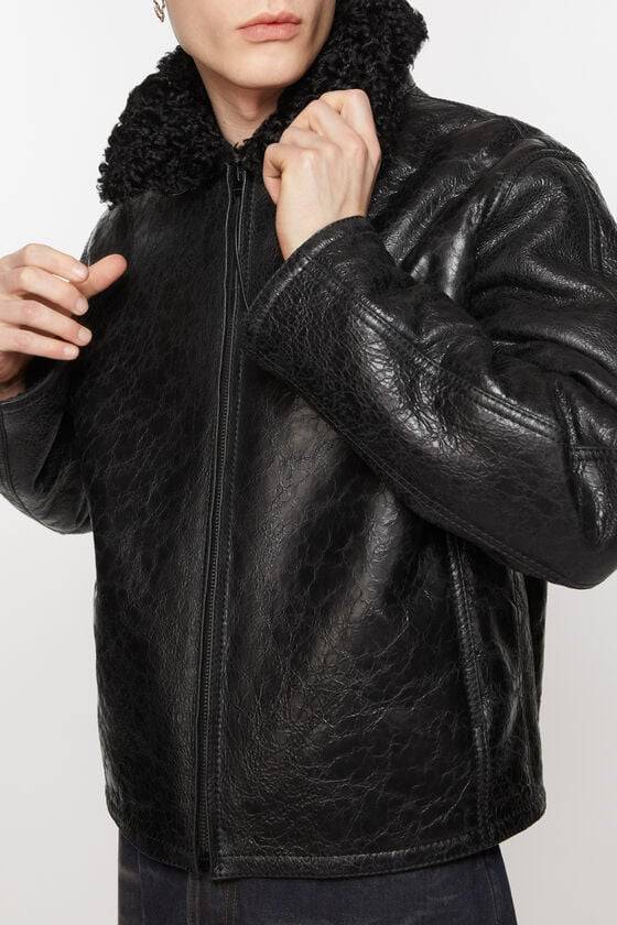 Acne Studios Lederjacke mit Shearling Sonderangebot
