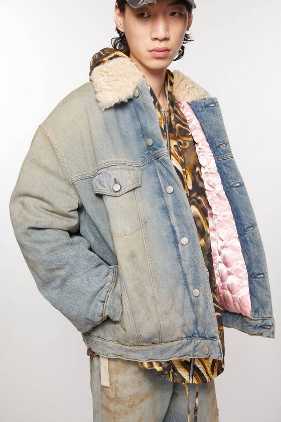 Acne Studios Jacke mit Jeanspelzbesatz - Oversize-Passform Begrenztes Angebot