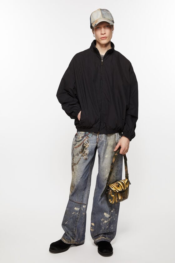 Acne Studios Jacke mit Reißverschluss und Logo Saisonschlussverkauf