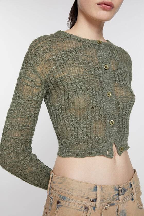 Acne Studios Strickjacke aus breitem Rippstrick Flash Sale