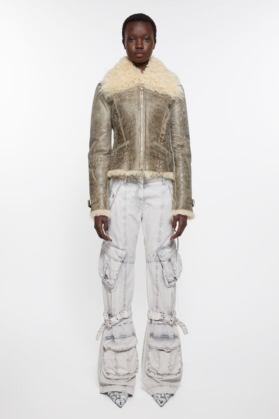 Acne Studios Lederjacke mit Shearling Discount Store für neue Produkte