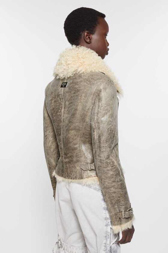 Acne Studios Lederjacke mit Shearling Discount Store für neue Produkte
