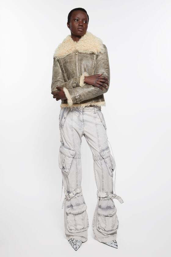 Acne Studios Lederjacke mit Shearling Discount Store für neue Produkte