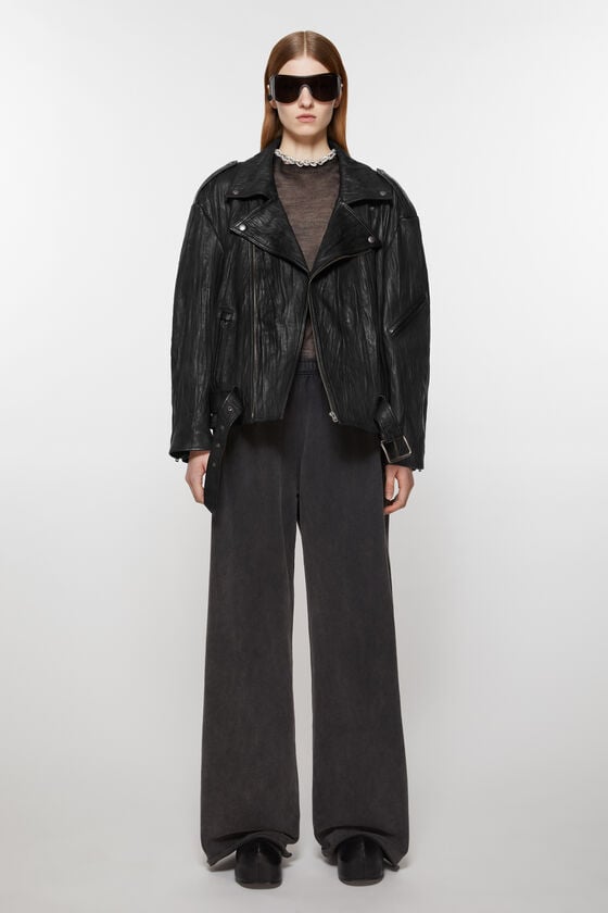Acne Studios Bikerjacke aus zerknittertem Leder Fabrikpreis