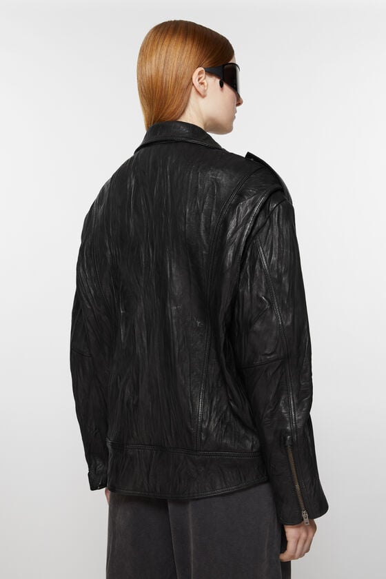 Acne Studios Bikerjacke aus zerknittertem Leder Fabrikpreis