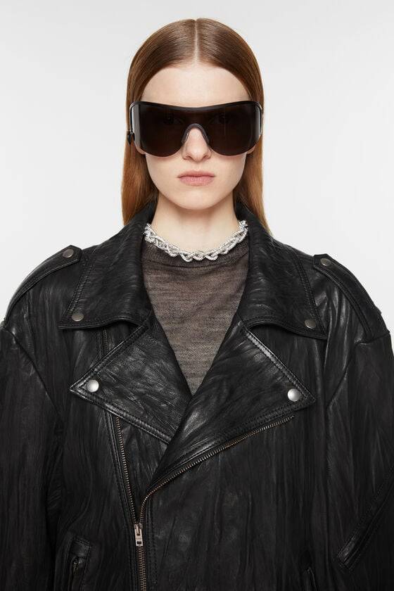 Acne Studios Bikerjacke aus zerknittertem Leder Fabrikpreis