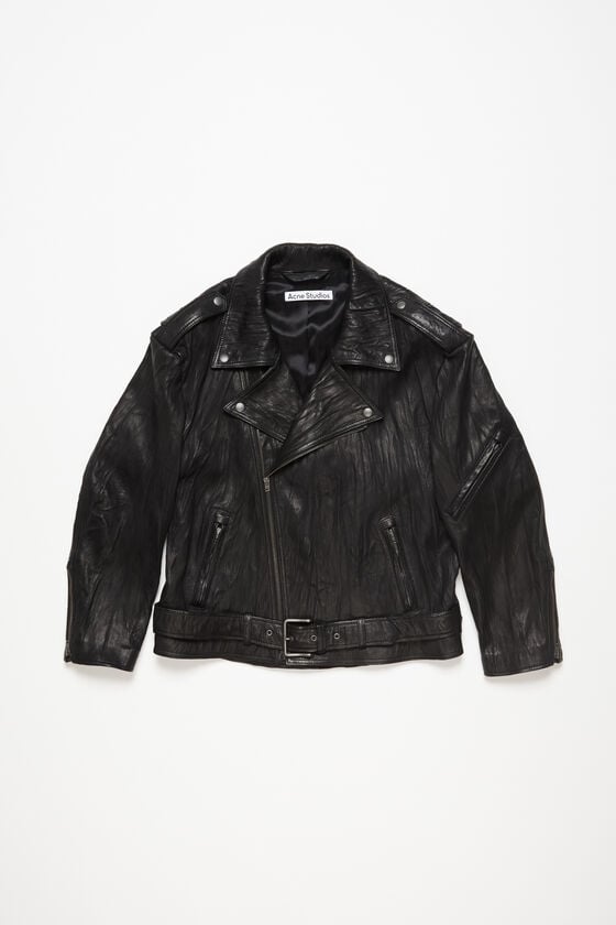 Acne Studios Bikerjacke aus zerknittertem Leder Fabrikpreis