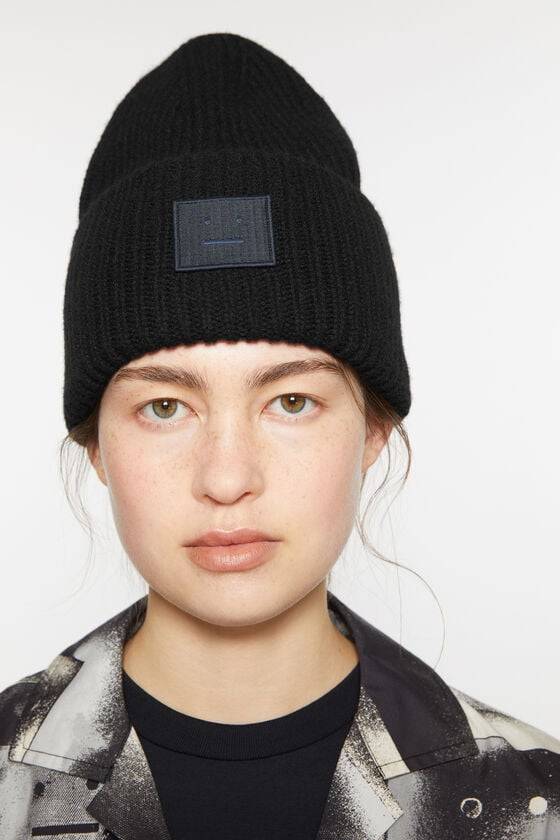 Acne Studios Mütze mit großem Face-Logo Kostenloser Versand international