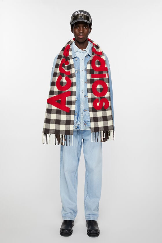 Acne Studios Karierter Logo-Schal Kostenlose Rückgabe