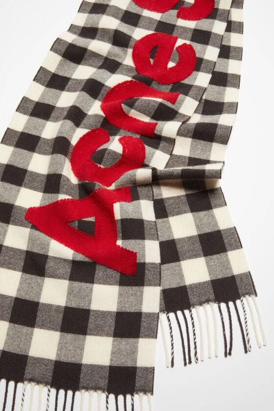 Acne Studios Karierter Logo-Schal Kostenlose Rückgabe