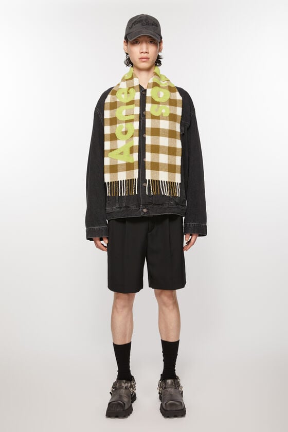 Acne Studios Karo-Schal mit Logo - Schmal Nur für heute