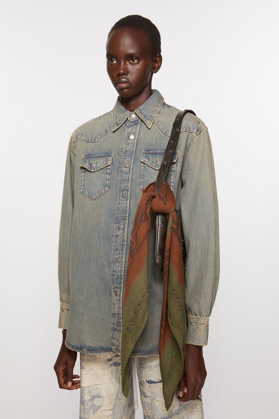 Acne Studios Leichter Wollschal mit Print Sonderangebot der Fabrik