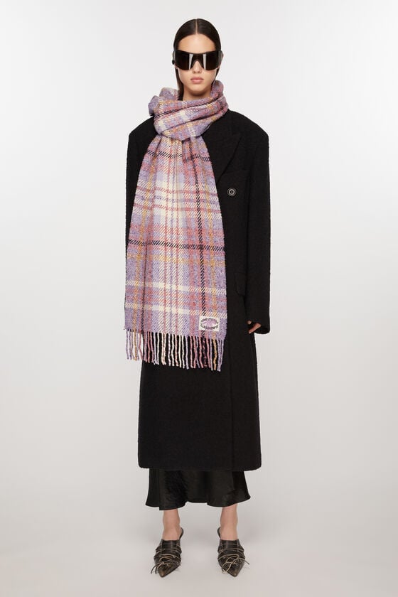 Acne Studios Fransen-Schal mit Karomuster Schlussverkauf