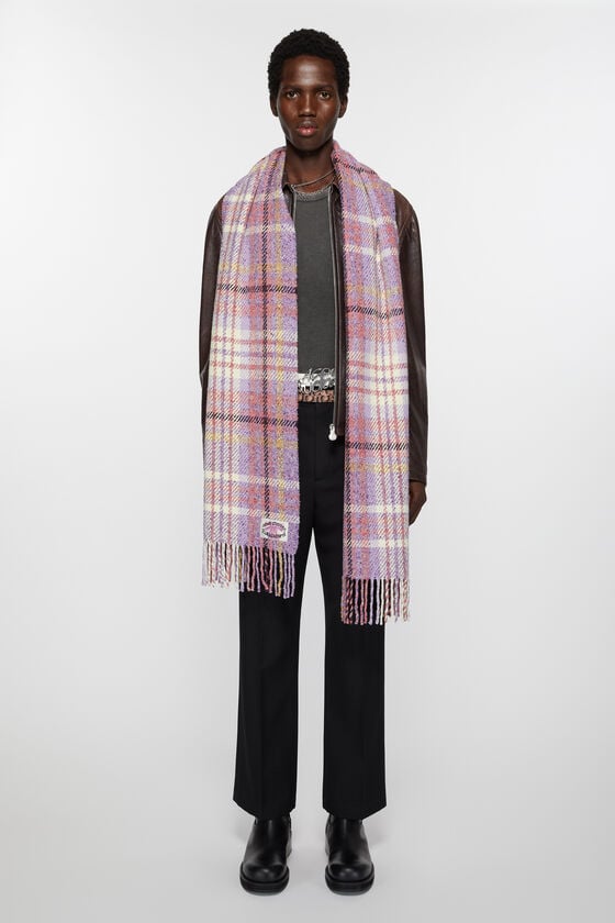 Acne Studios Fransen-Schal mit Karomuster Schlussverkauf