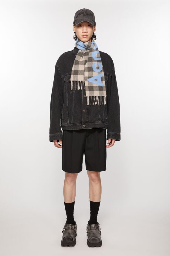 Acne Studios Karo-Schal mit Logo - Schmal Kostenloser Versand