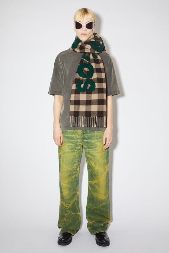 Acne Studios Karierter Logo-Schal Sonderangebot