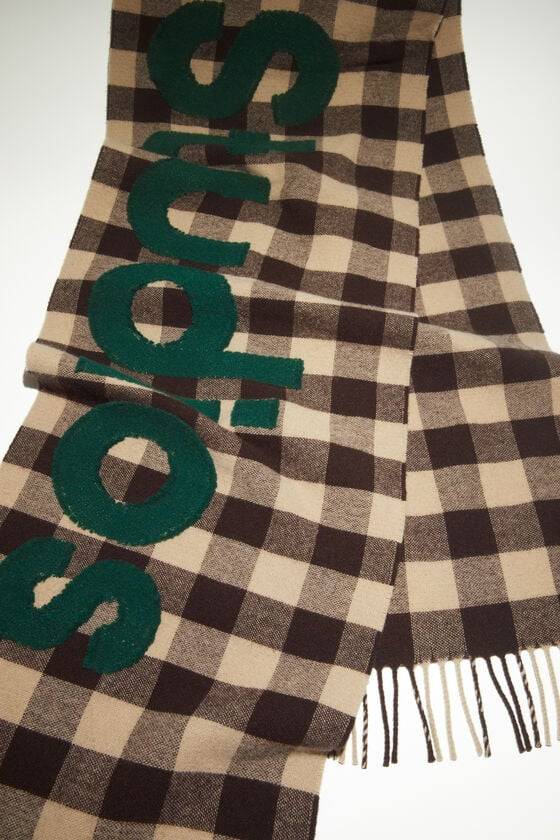Acne Studios Karierter Logo-Schal Sonderangebot