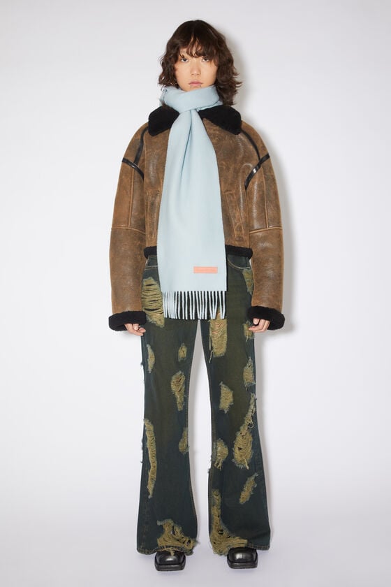Acne Studios Wollschal mit Label in Rosa – Schmal Super Sparpreis