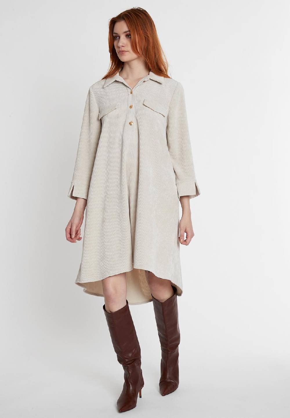 Ana Alcazar Cord Hemdblusenkleid Sastoa